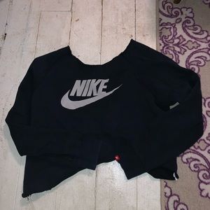 Nike Off The Shoulder Raw Hem Sweatshirt